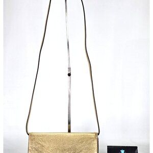 NWOT Michael Kors Women's Gold Metallic Leather Lana Crossbody Clutch Bag 352